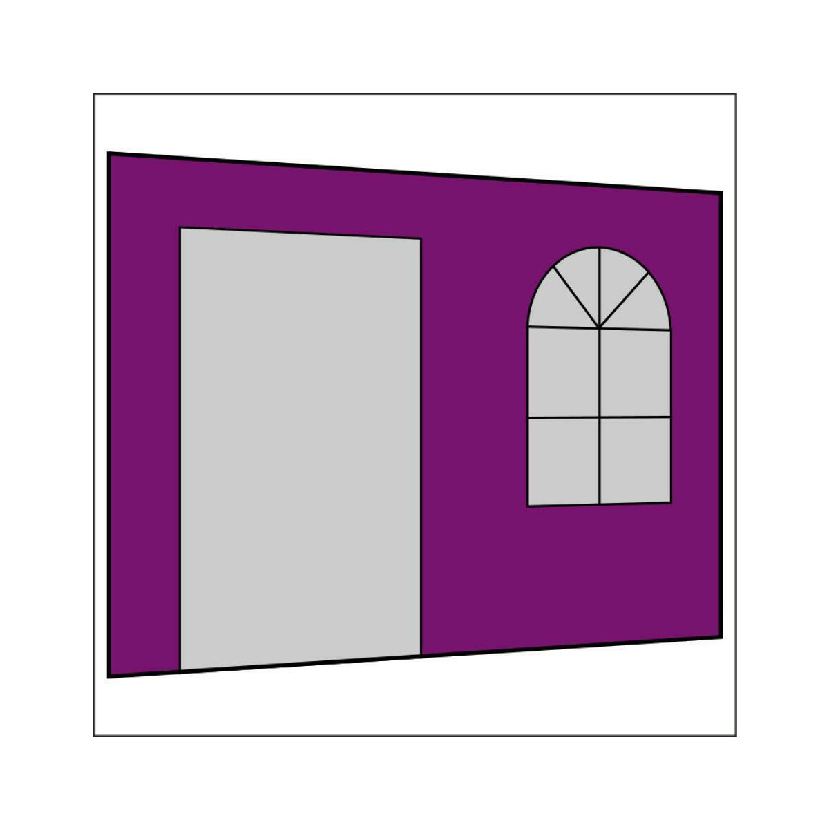 300 cm Seitenwand mit Sprossenfenster und Tür...