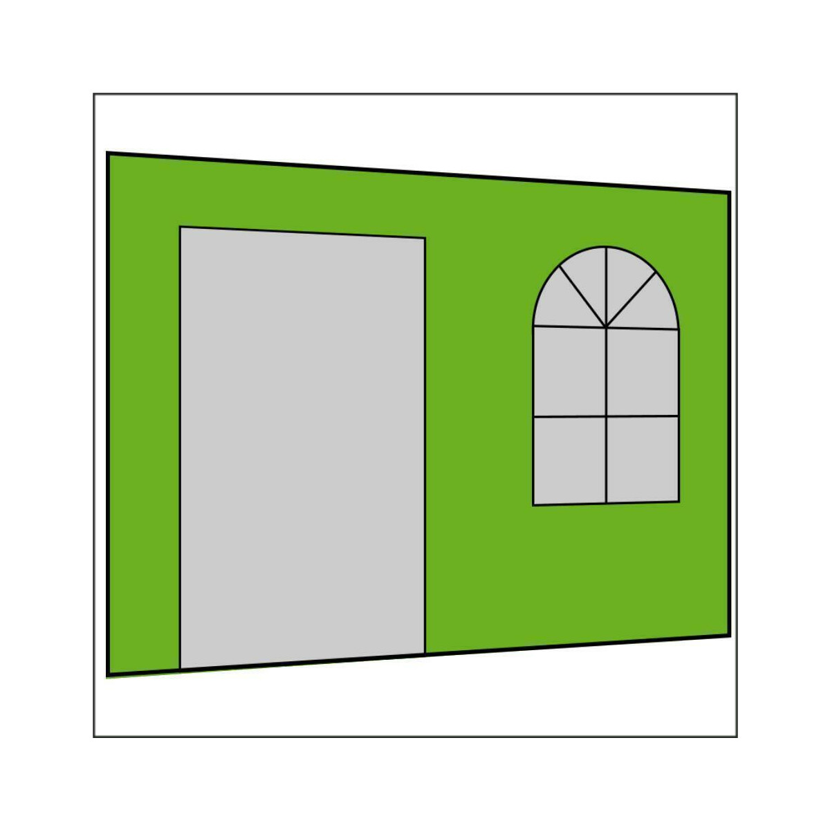 300 cm Seitenwand mit Sprossenfenster und Tür...