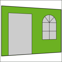 300 cm Seitenwand mit Sprossenfenster und Tür (links) apfelgrün PMS 362 C