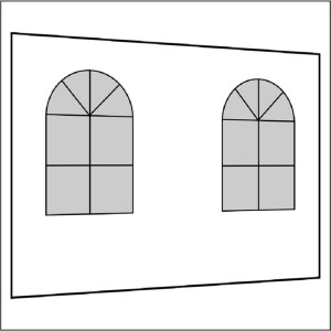 300 cm Seitenwand mit 2 Sprossenfenster weiß