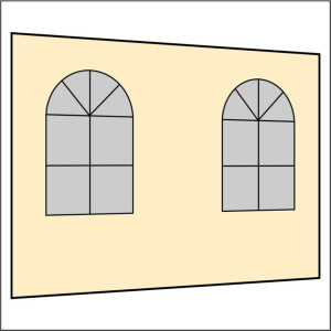 300 cm Seitenwand mit 2 Sprossenfenster sand PMS 7501 C