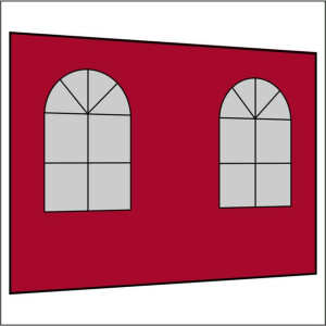 300 cm Seitenwand mit 2 Sprossenfenster rot PMS 207 C