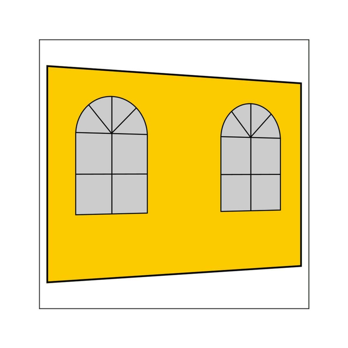 300 cm Seitenwand mit 2 Sprossenfenster gelb PMS 116 C