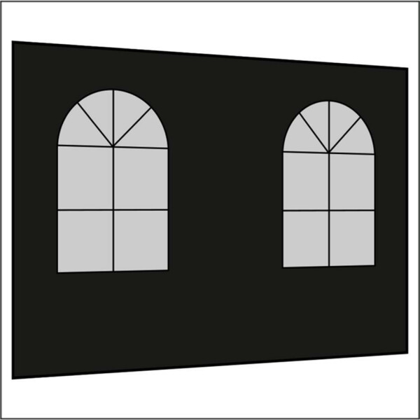 300 cm Seitenwand mit 2 Sprossenfenster schwarz