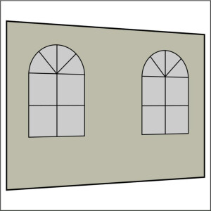 300 cm Seitenwand mit 2 Sprossenfenster hellgrau PMS 3 C
