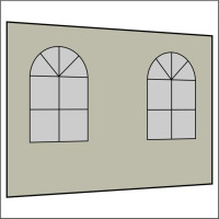 300 cm Seitenwand mit 2 Sprossenfenster hellgrau PMS 3 C