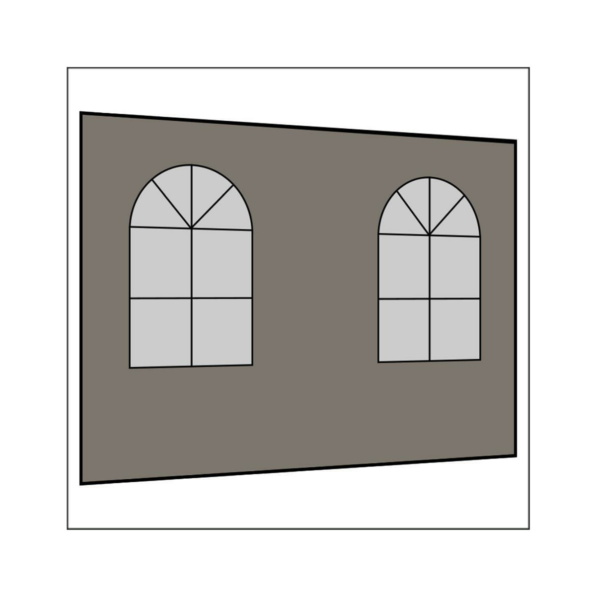 300 cm Seitenwand mit 2 Sprossenfenster dunkelgrau PMS 9 C