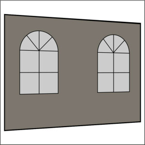 300 cm Seitenwand mit 2 Sprossenfenster dunkelgrau PMS 9 C