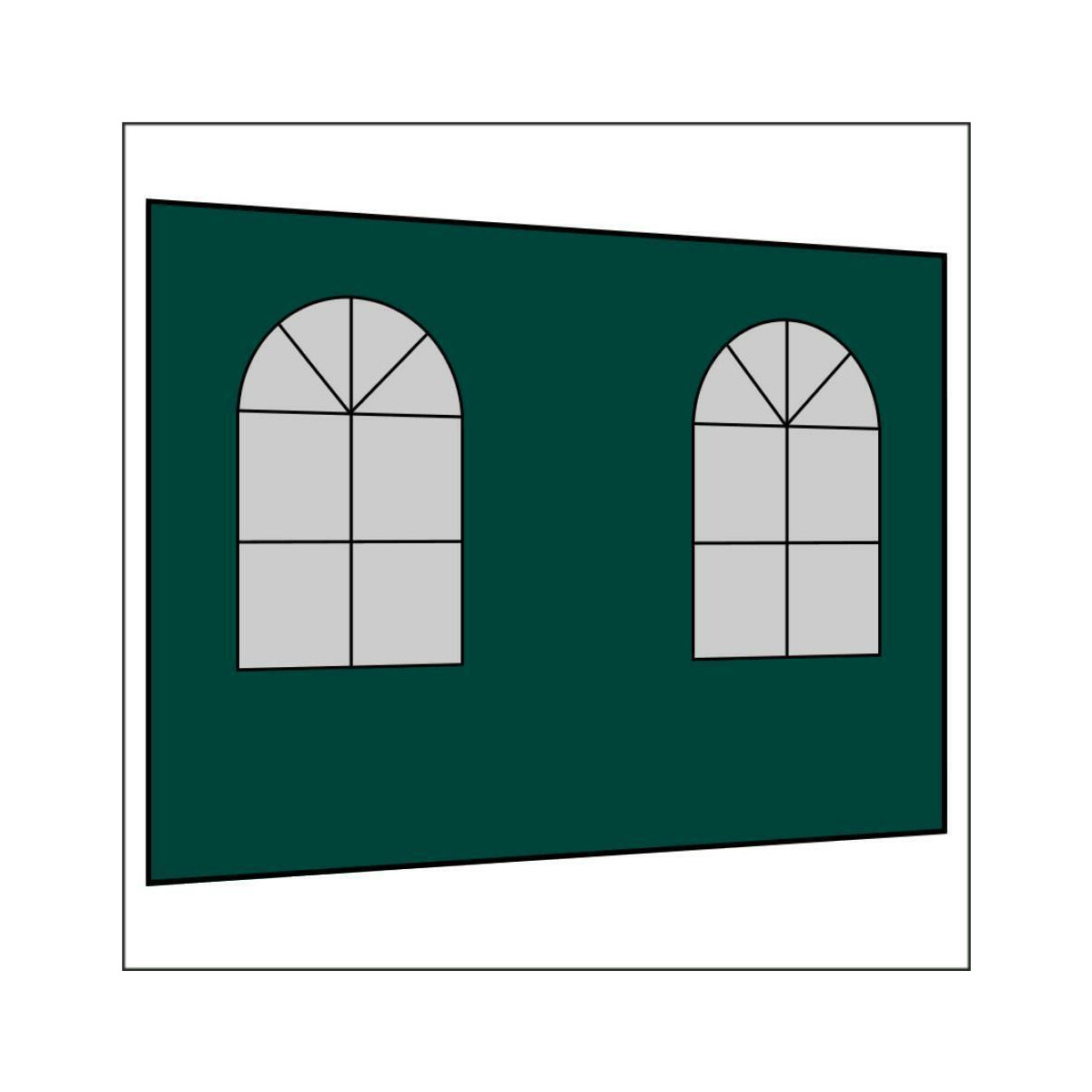 300 cm Seitenwand mit 2 Sprossenfenster dunkelgrün...