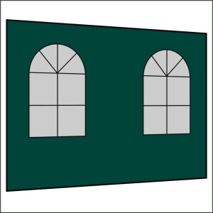 300 cm Seitenwand mit 2 Sprossenfenster dunkelgrün...