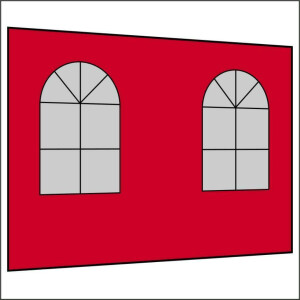 300 cm Seitenwand mit 2 Sprossenfenster s-rot PMS 186 C