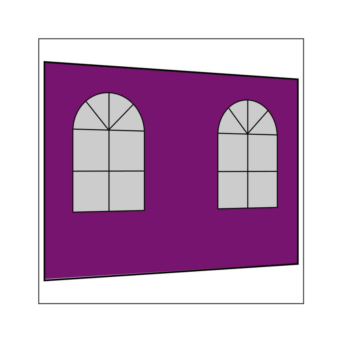 300 cm Seitenwand mit 2 Sprossenfenster lila PMS 255 C