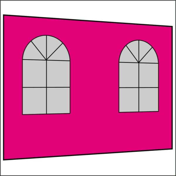 300 cm Seitenwand mit 2 Sprossenfenster pink PMS 7424 C