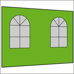 300 cm Seitenwand mit 2 Sprossenfenster apfelgrün...