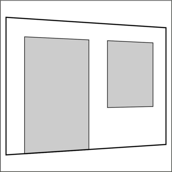 300 cm Seitenwand mit Großfenster und Tür (links) weiß