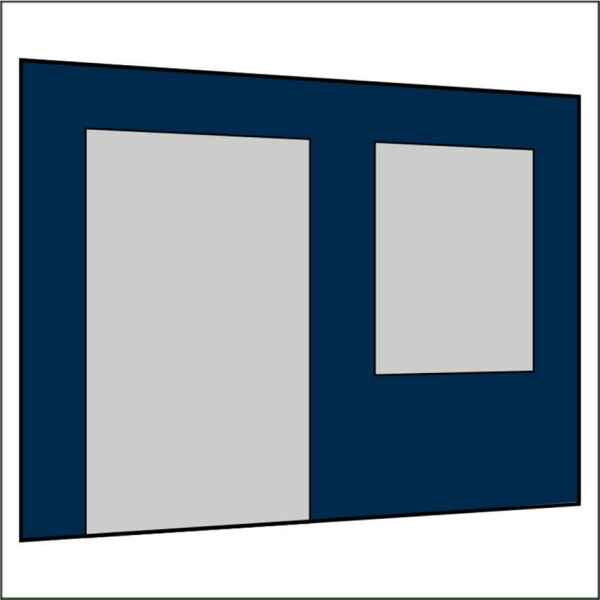 300 cm Seitenwand mit Großfenster und Tür (links) dunkelblau PMS 295 C