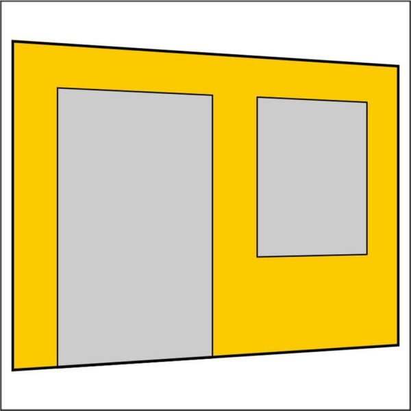 300 cm Seitenwand mit Großfenster und Tür (links) gelb PMS 116 C