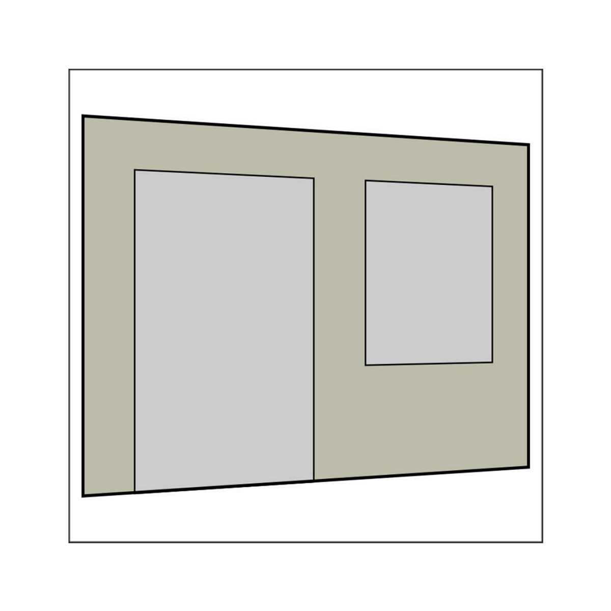 300 cm Seitenwand mit Großfenster und Tür...