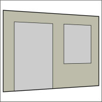 300 cm Seitenwand mit Großfenster und Tür (links) hellgrau PMS 3 C