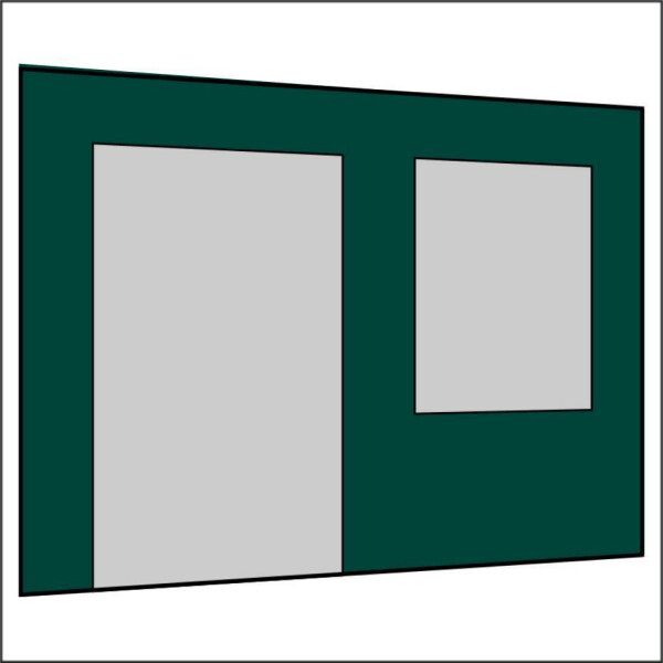 300 cm Seitenwand mit Großfenster und Tür (links) dunkelgrün PMS 3305 C