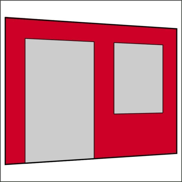 300 cm Seitenwand mit Großfenster und Tür (links) s-rot PMS 186 C