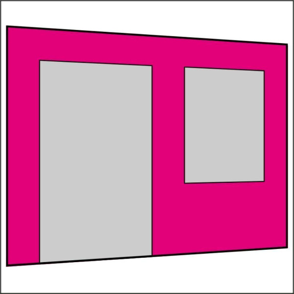 300 cm Seitenwand mit Großfenster und Tür (links) pink PMS 7424 C