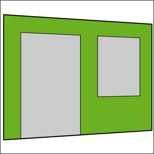 300 cm Seitenwand mit Großfenster und Tür (links) apfelgrün PMS 362 C