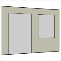300 cm Seitenwand mit Großfenster und Tür (links)