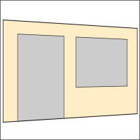 400 cm Seitenwand mit T&uuml;re (links) + Gro&szlig;fenster